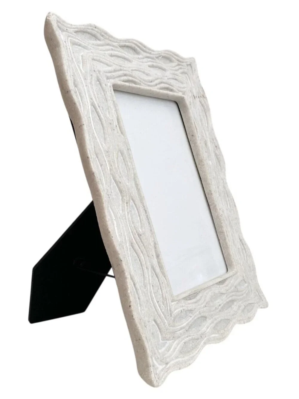 Carved Stone Picture Frame: Wavy Textured Decor
